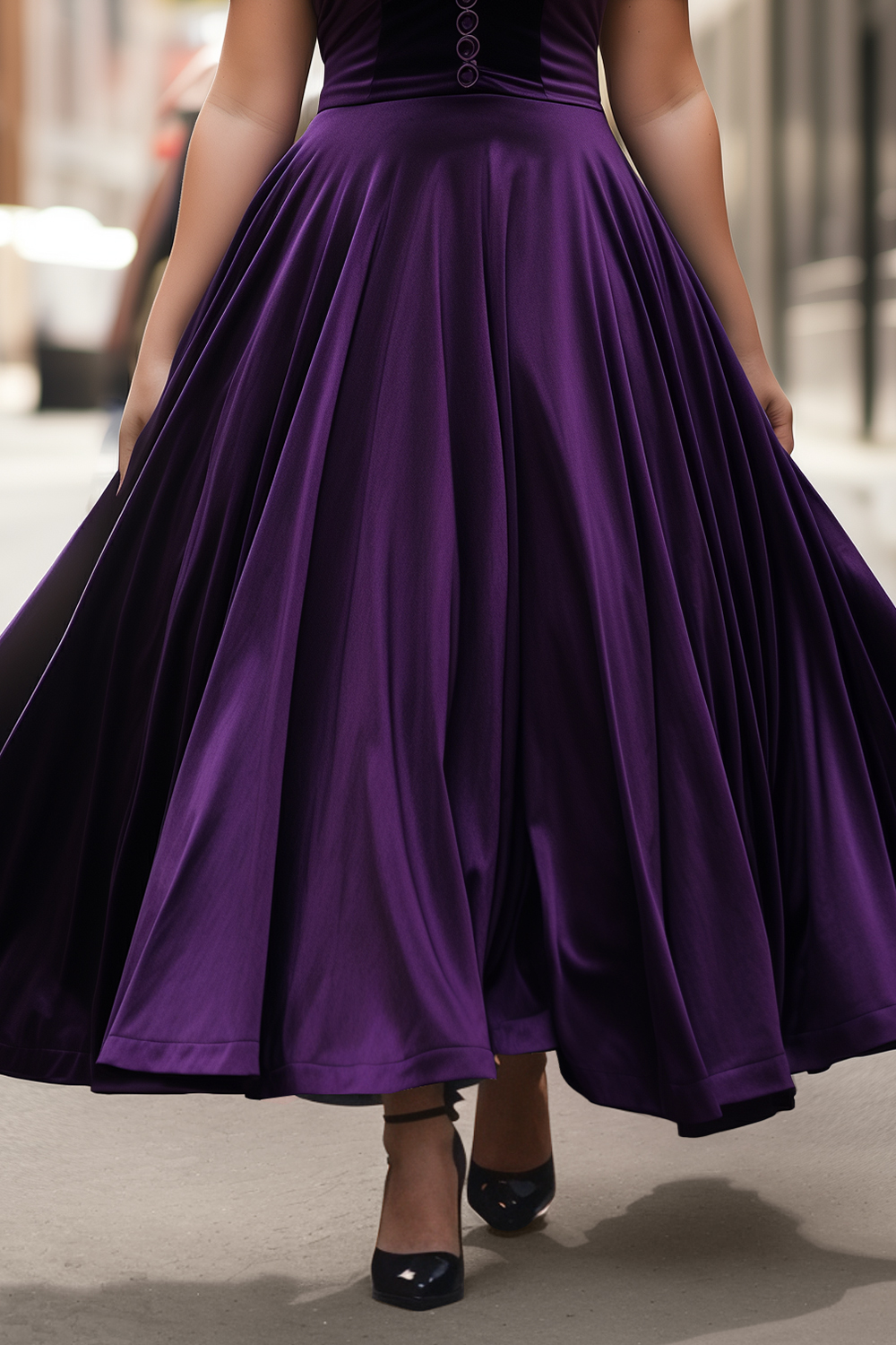 Flycurvy Plus Size Wedding Guest Grape Velvet Button Short Sleeve Maxi Dress