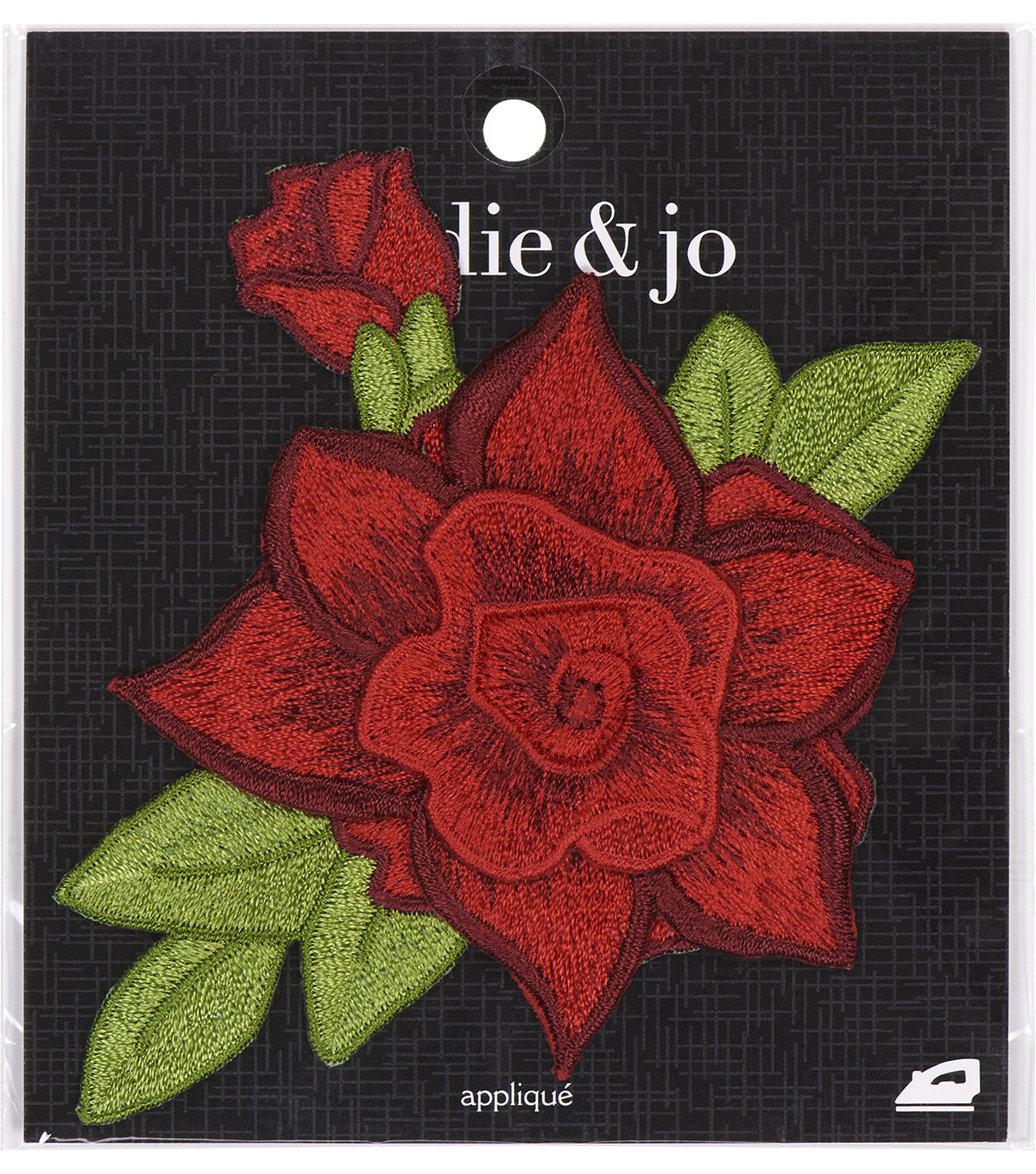 3.5 x 3 Layered Red Roses With Leaves Iron On Patch by hildie & jo
