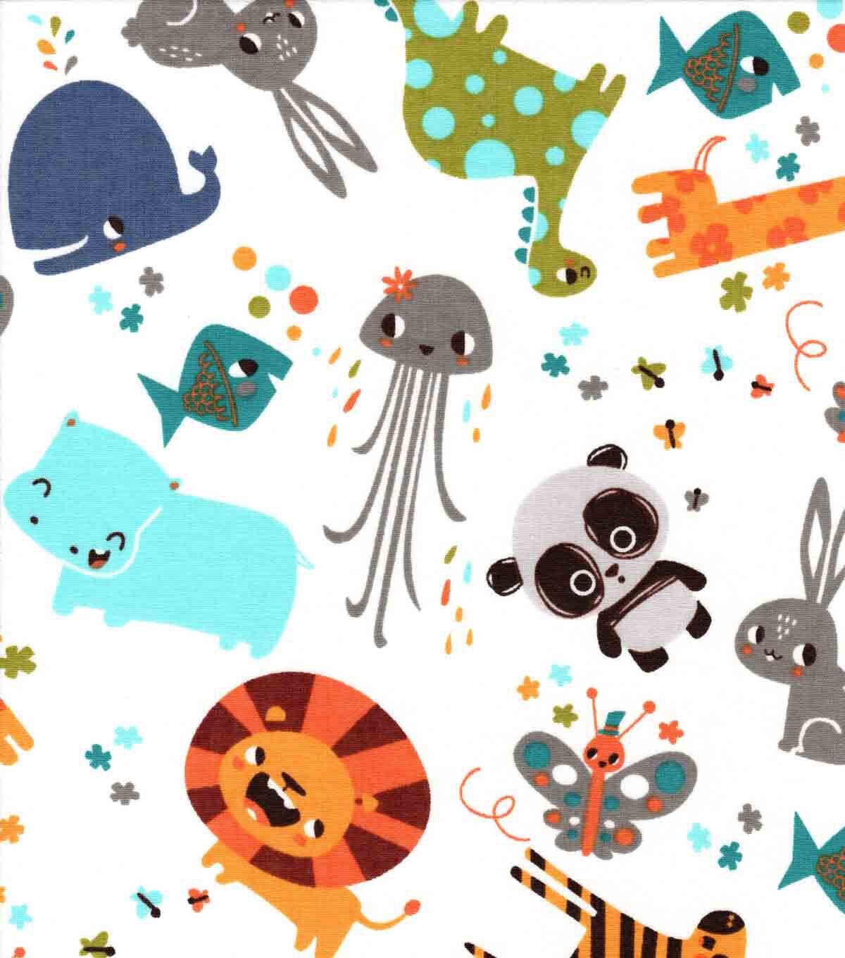 Floral Fox Tail Novelty Cotton Fabric