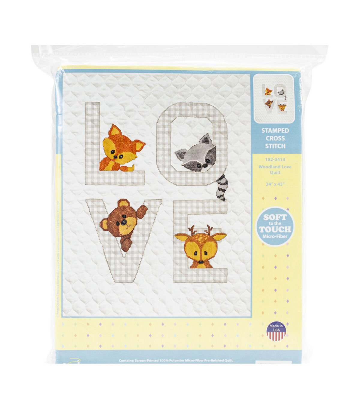 Janlynn 34 x 43 Woodland Love Quilt Stamped Cross Stitch Kit