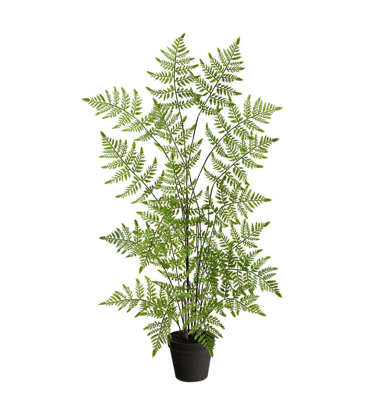 Nearly Natural 2.5' Artificial Ruffle Fern Tree in Black Planter
