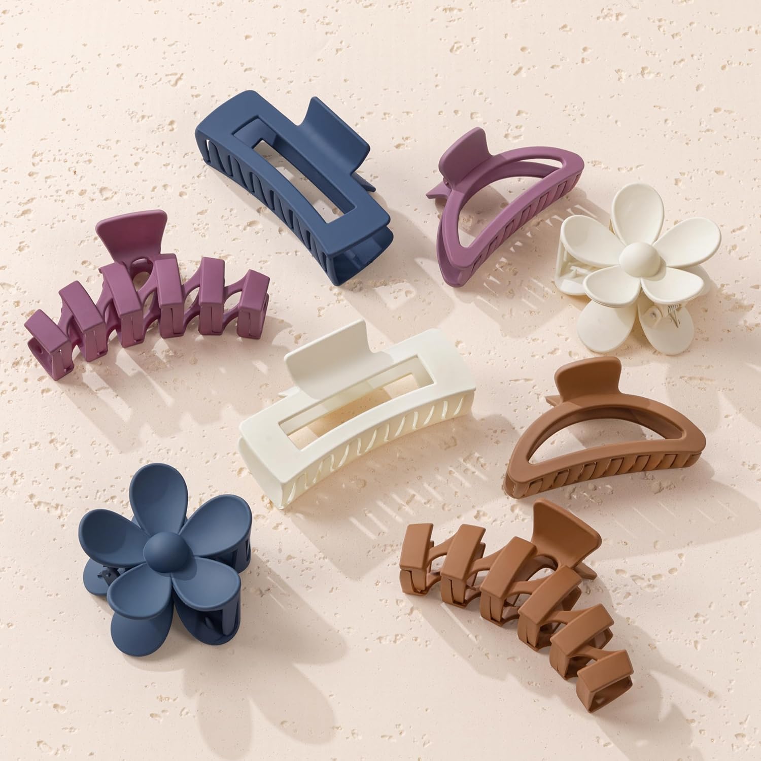 8PCS Hair Clips for Women, Valentine's Day Gifts, Flower Claw Clips for Thick Hair, Non-Slip Hair Accessories with Multi-Styles, Neutral Colors Hair Claw Clips and Variety Pack, Ideal for Girls