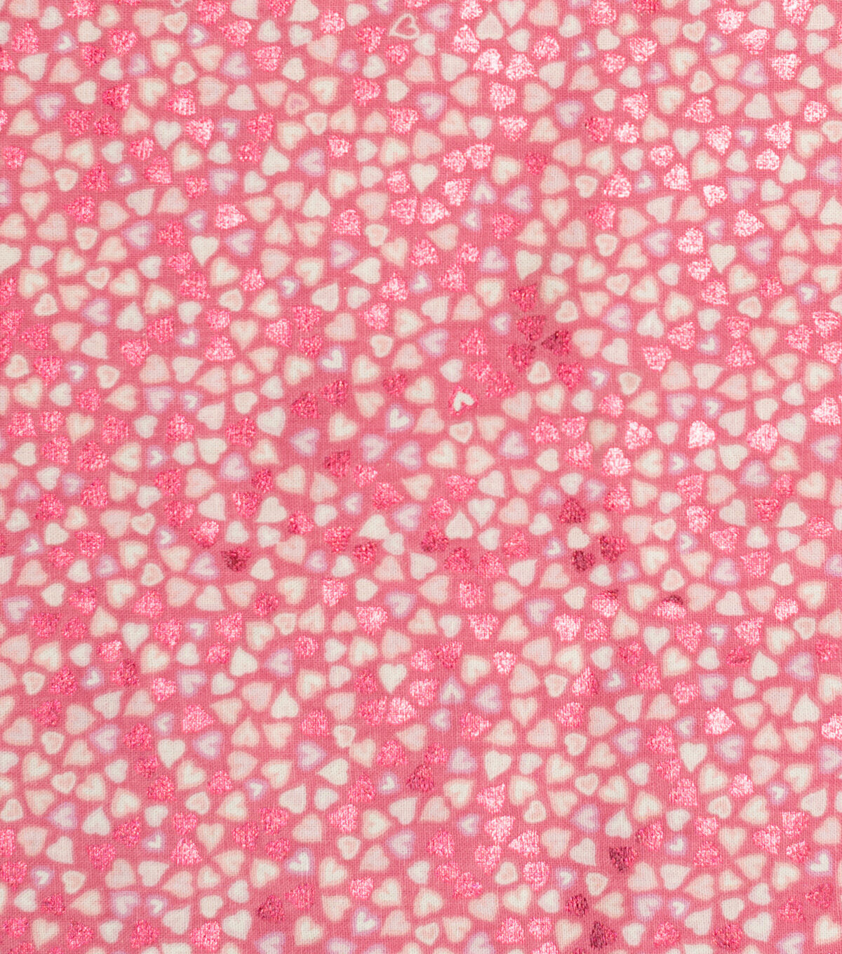 Packed Hearts on Pink Foil Cotton Fabric by Keepsake Calico