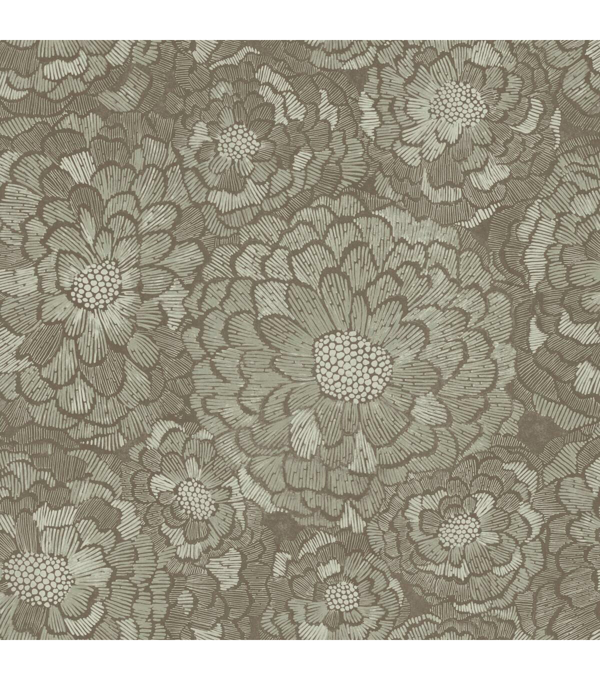 RoomMates 20.5 x 16.5' Beige Zen Dahlia Peel & Stick Wallpaper