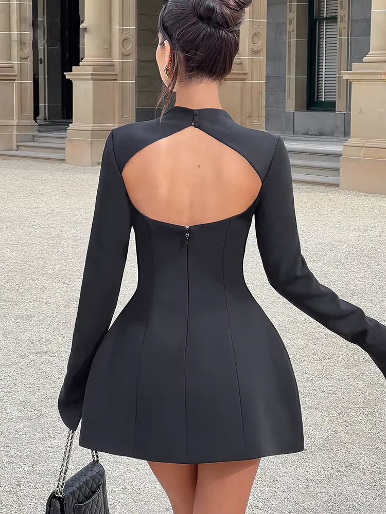 Stylish backless mini dress for women.