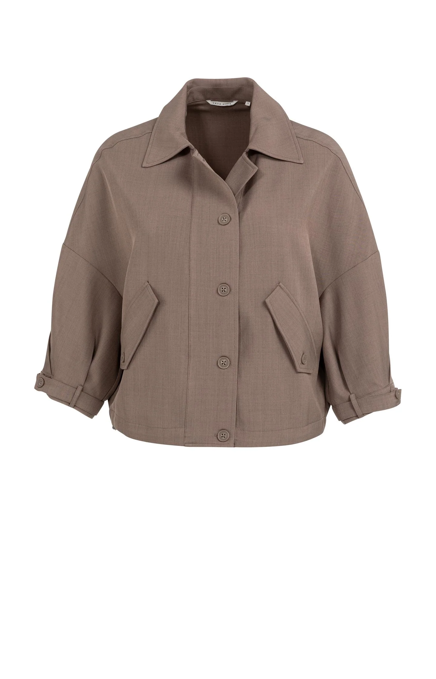 Blouse jacket with adjustable waistband and pockets