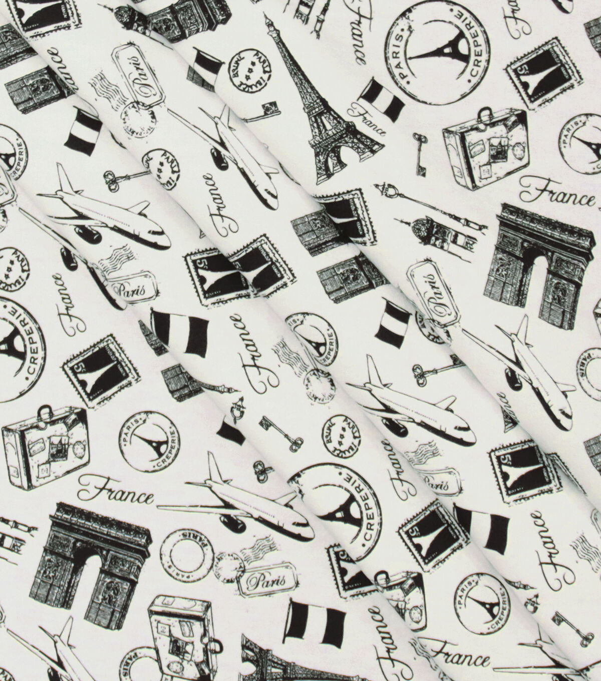 Paris Icons Black White Super Snuggle Flannel Fabric