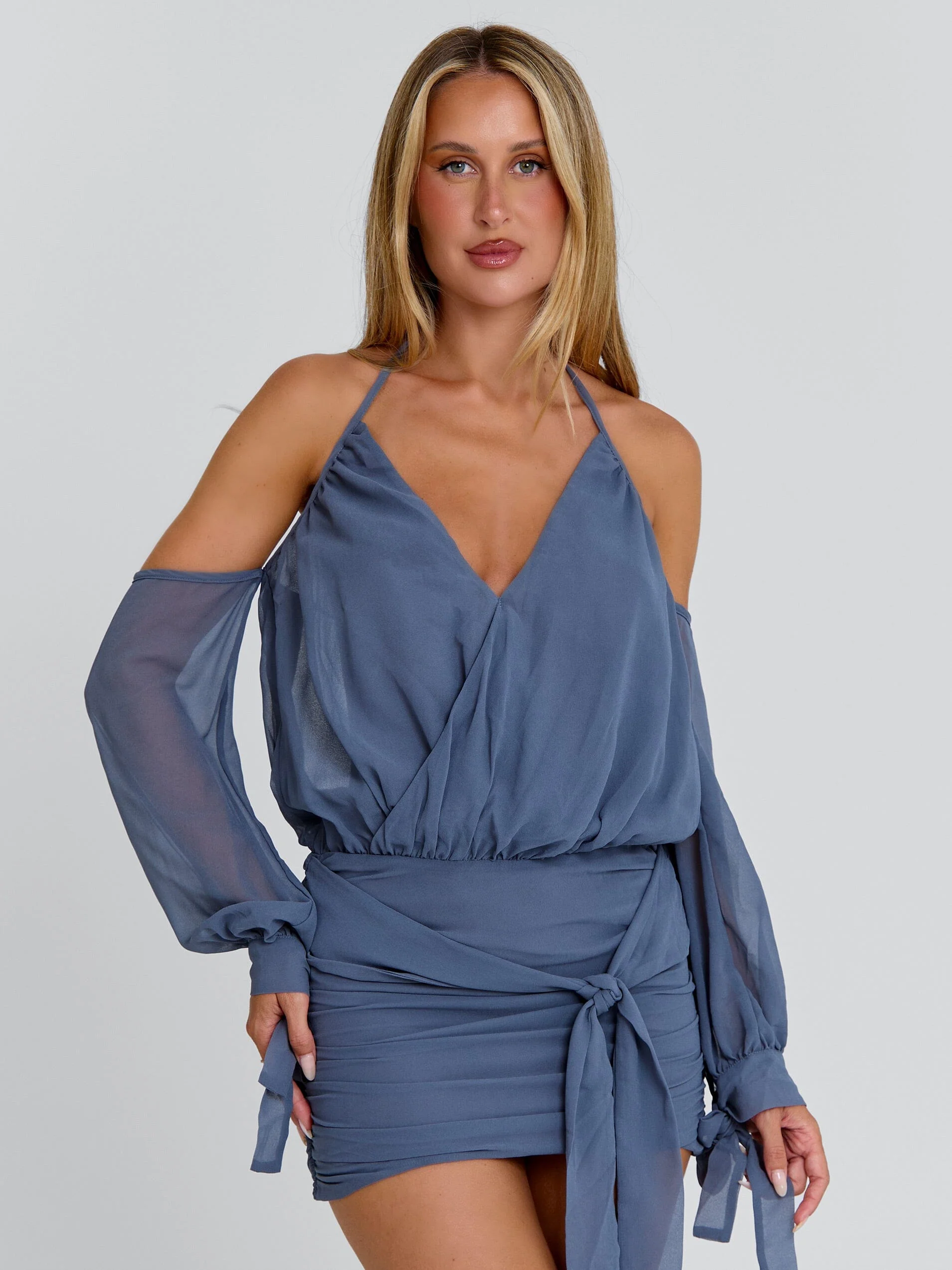 ANNABEL MINI DRESS STEEL