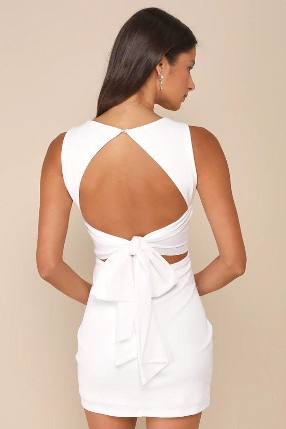 Confident Cutie White Tie Back Sleeveless Mini Dress