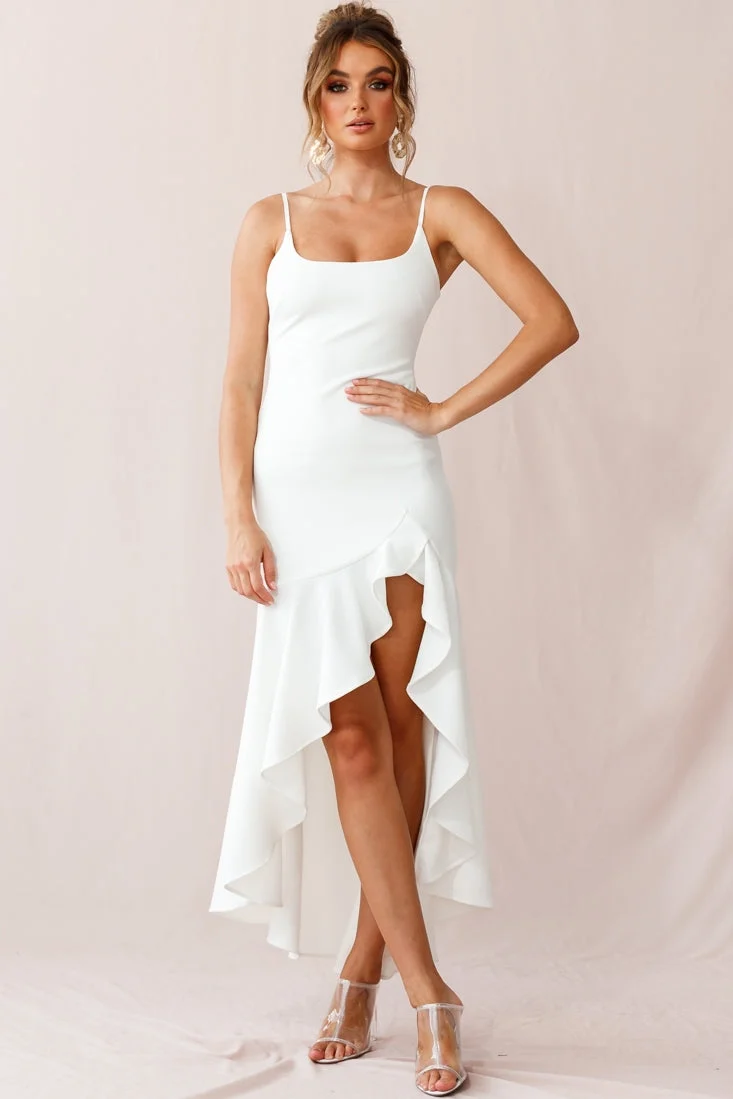 Emoji Asymmetrical Hemline Dress White