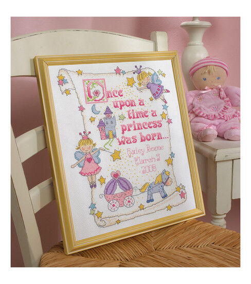 Bucilla 10 x 13 Princess Birth Record Counted Cross Stitch Kit