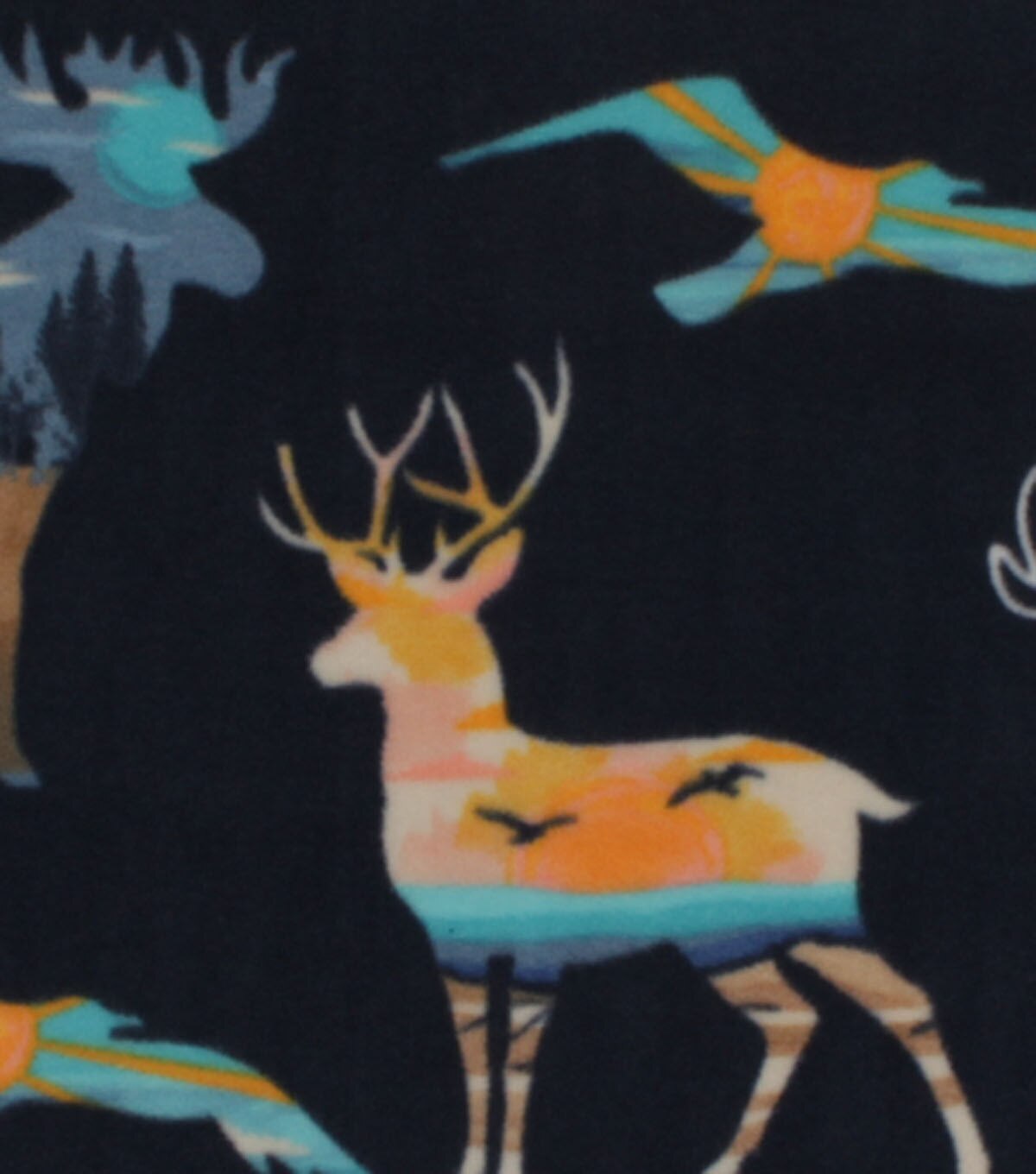 Sunset Wilderness Silhouettes Anti Pill Fleece Fabric