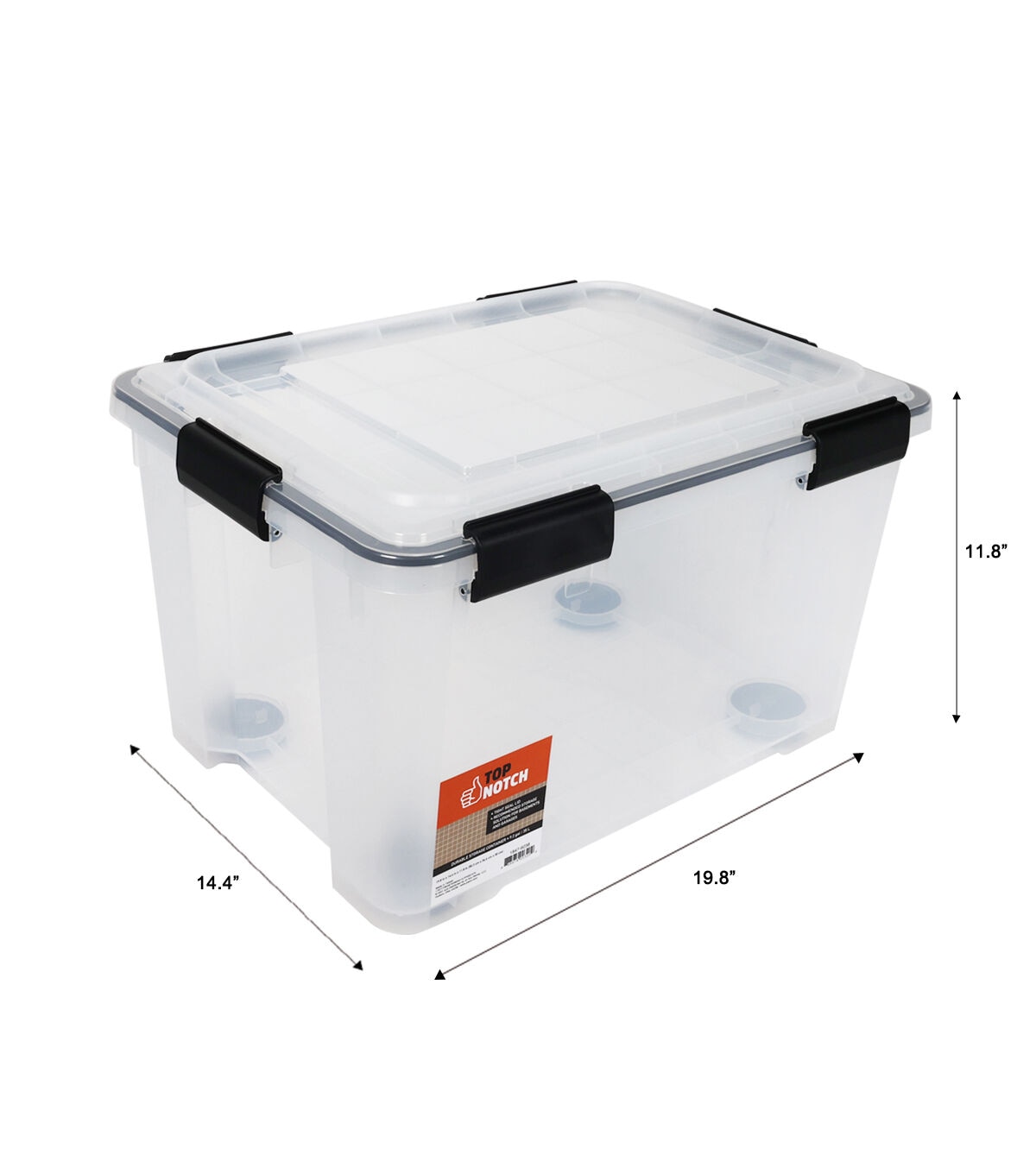 35 Liter Clear Durable Plastic Storage Box With Lid by Top Notch