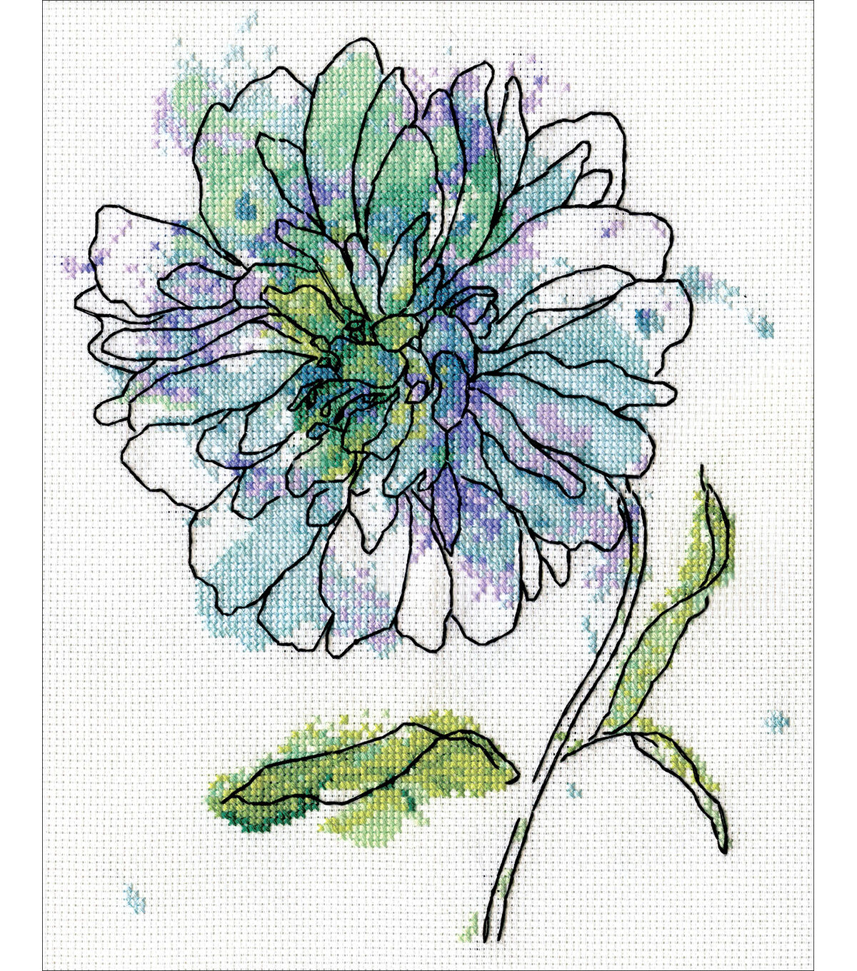 Design Works 7 x 9 Blue Floral Counted Cross Stitch Kit
