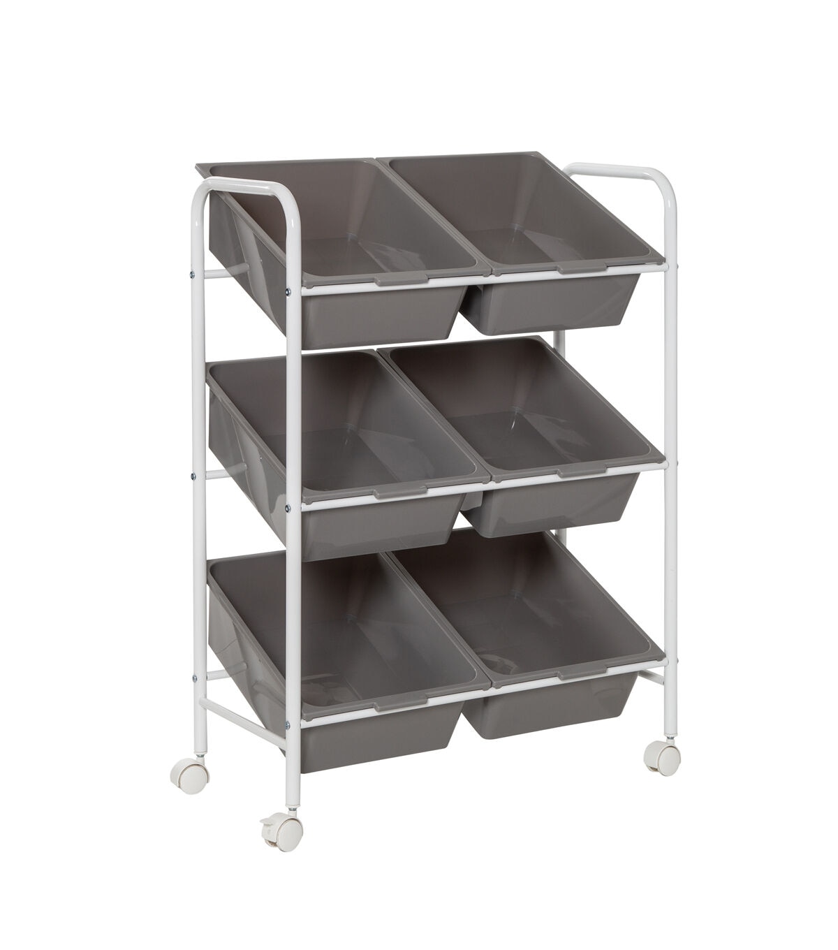 Honey Can Do 24 x 34 Gray & White 6 Bin Rolling Storage & Craft Cart