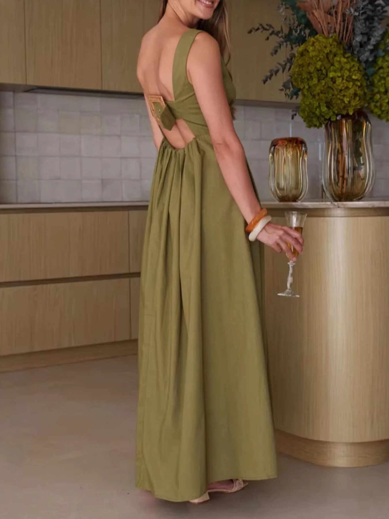Button Front Sleeveless Dress