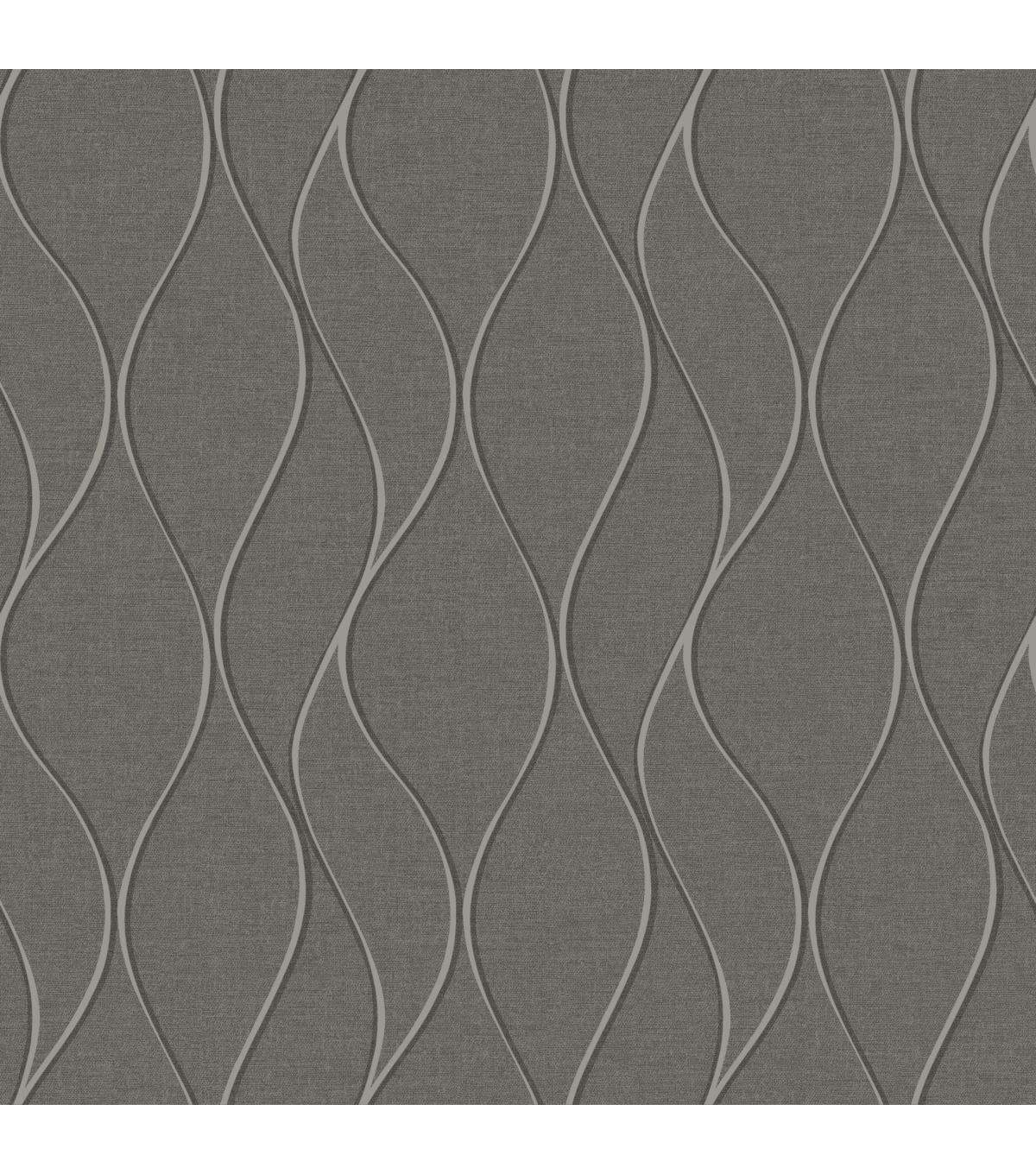 RoomMates Wallpaper Grey Wave Ogee