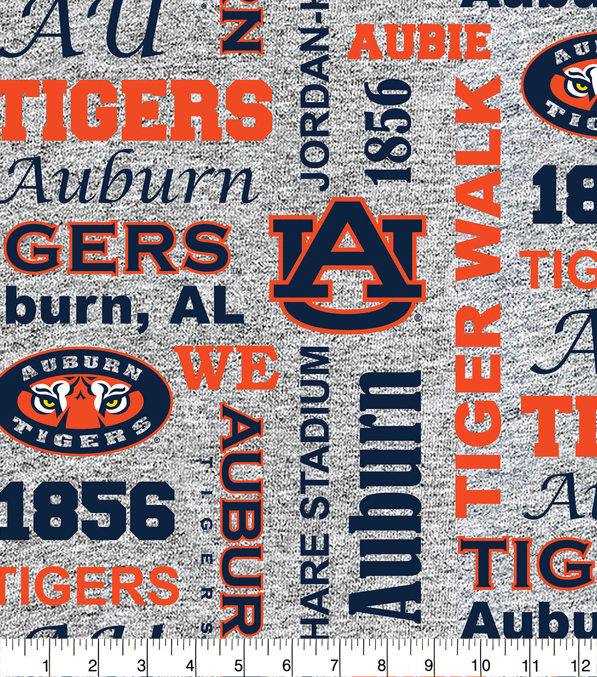 Auburn College Fleece Fabric Heather Verbiage