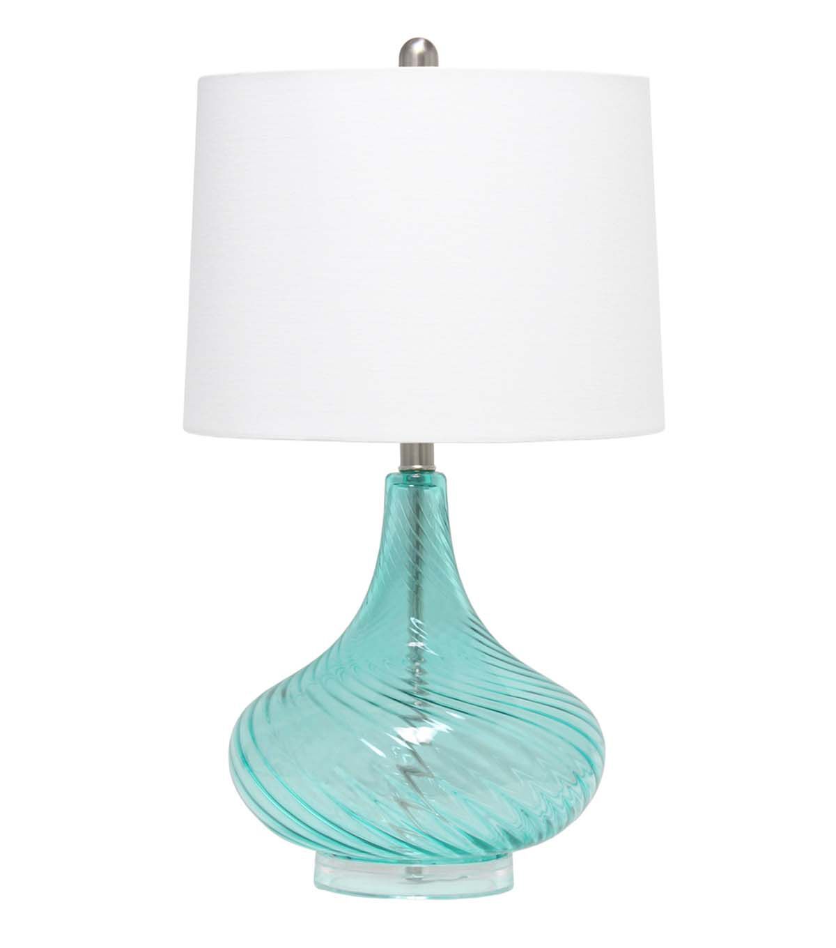 All The Rages 24 Wavy Glass Table Lamp With Linen Shade