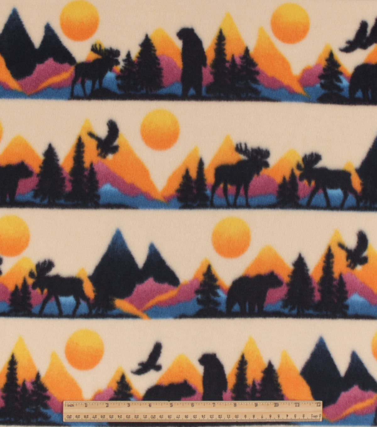 Wilderness Sunset Scene Anti Pill Plush Fleece Fabric