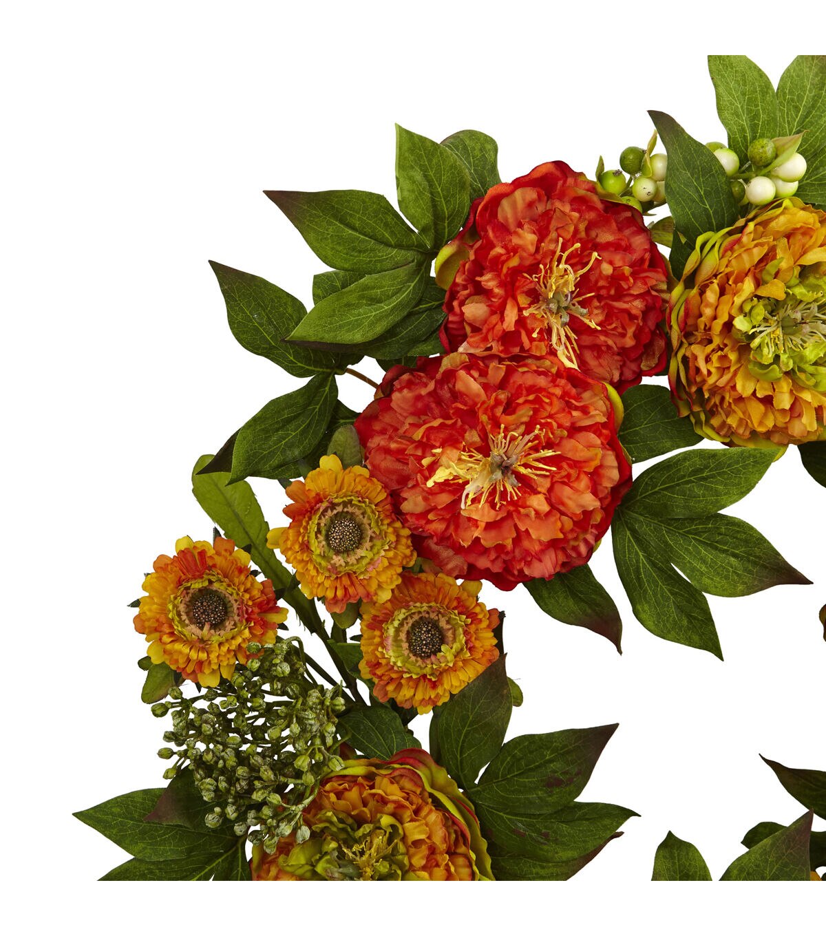 Nearly Natural 24 Peony and Mum Wreath