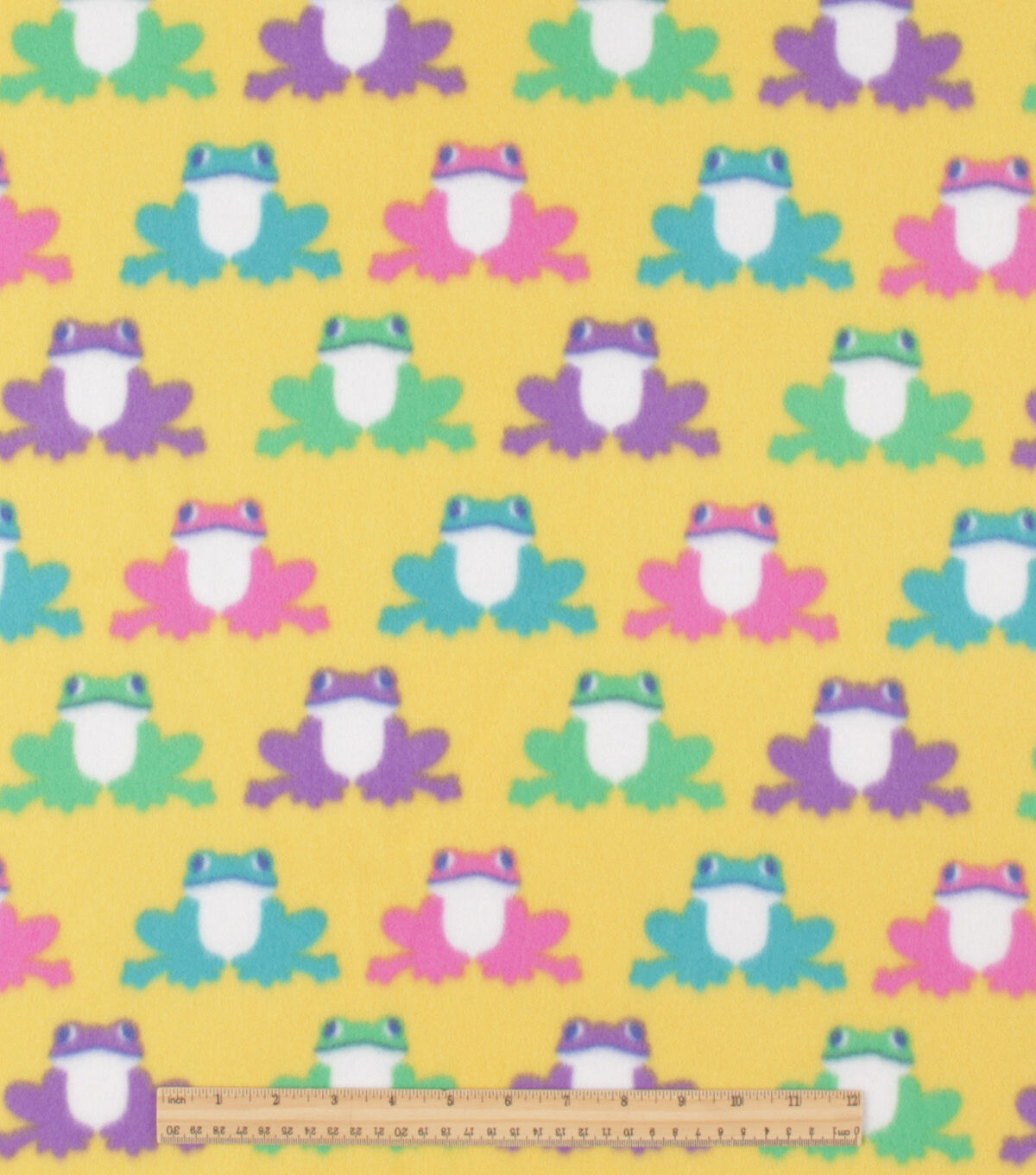 Frogs on Yellow Blizzard Fleece Fabric