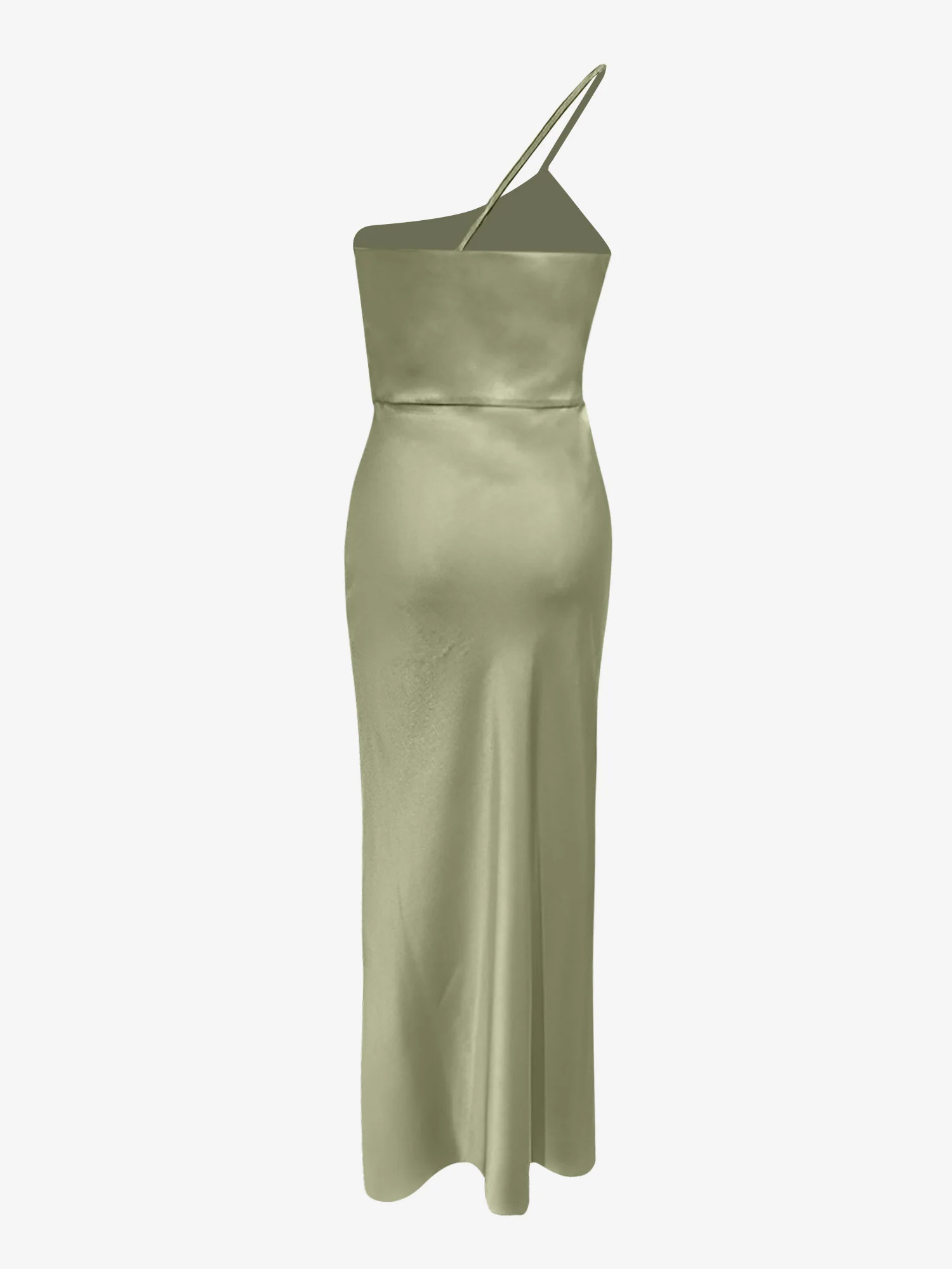 One Shoulder Spaghetti Strap Backless Satin Dress