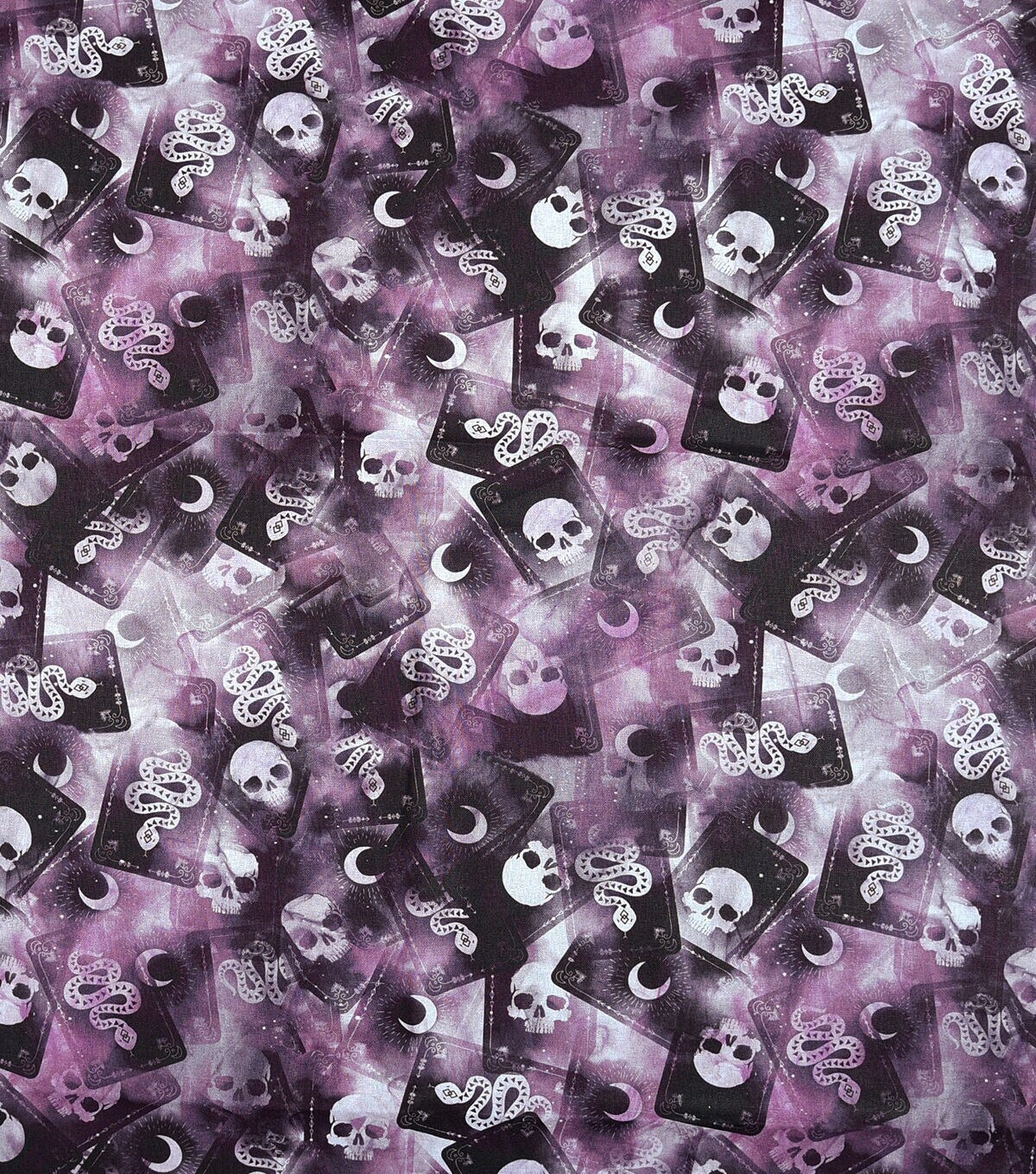 Purple Tarot Cards Cotton Fabric