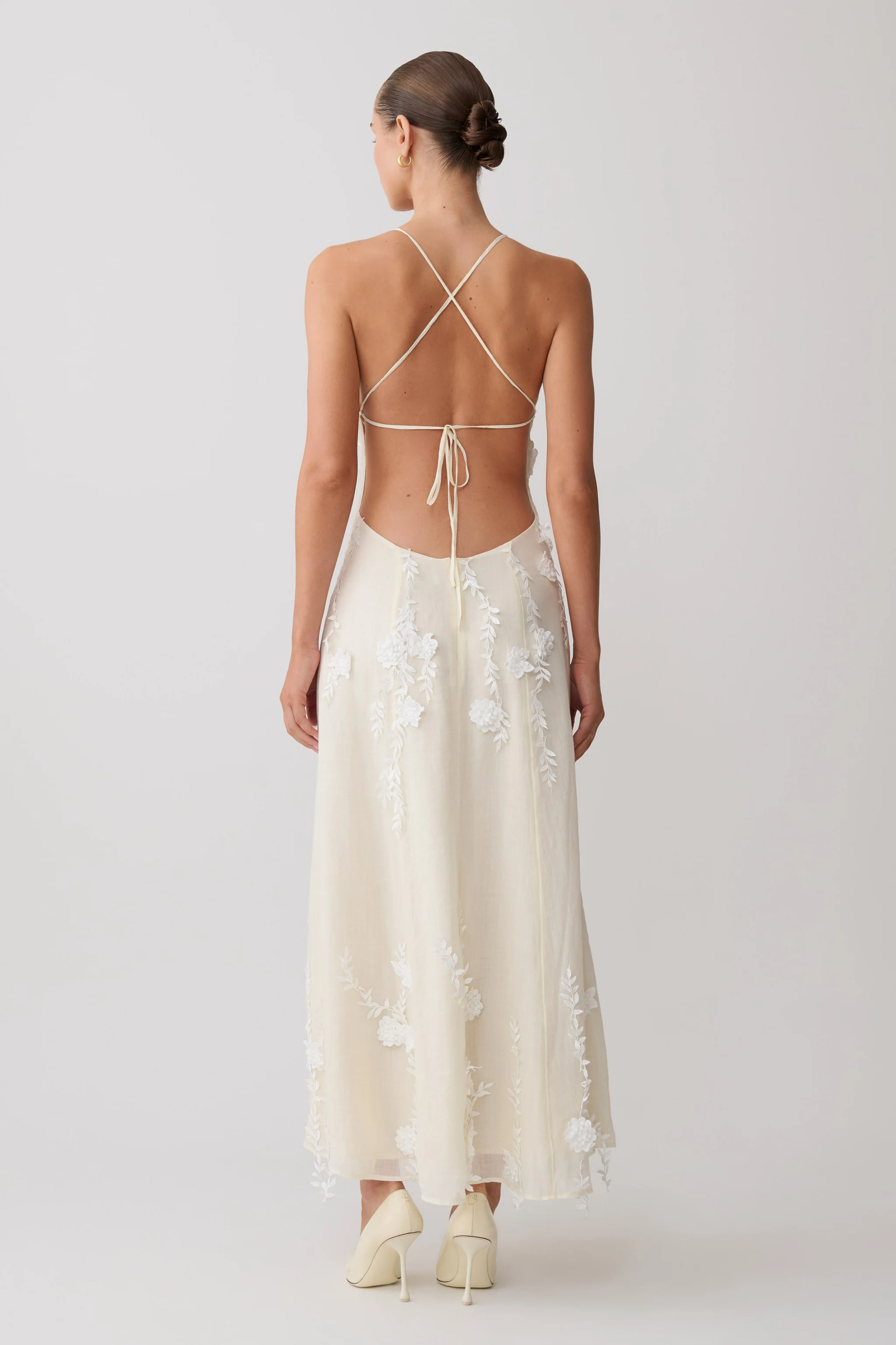 Floral Lace Midi Dress - Buttermilk