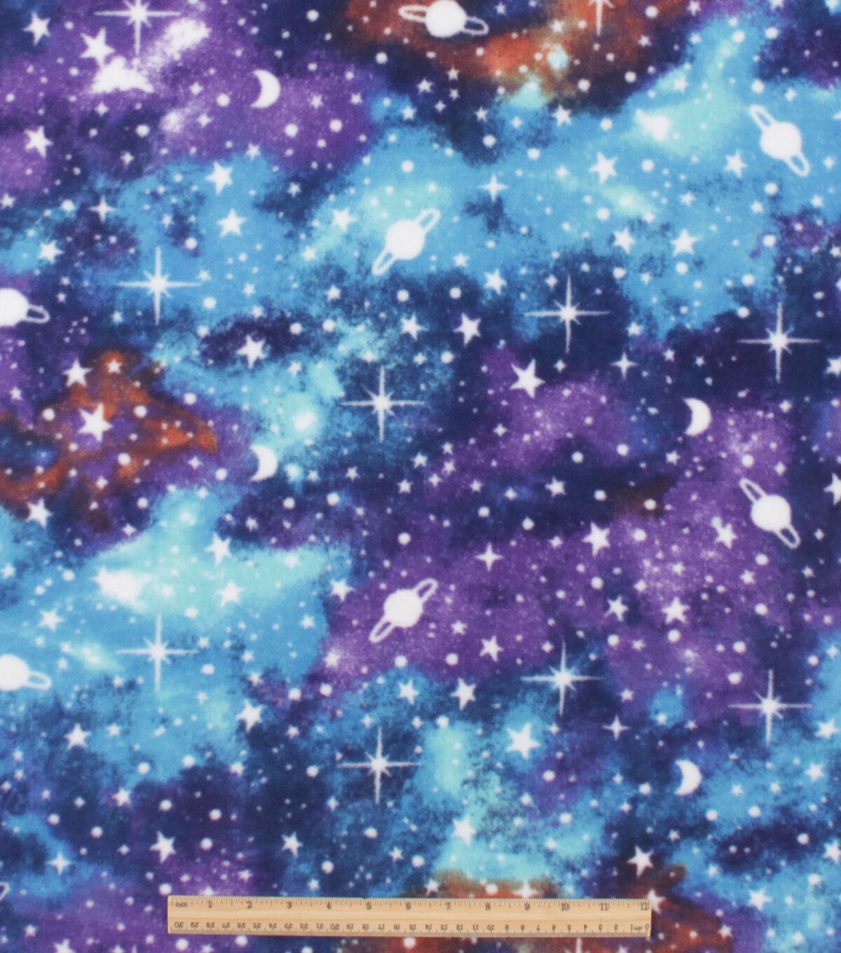 Galactic Celestial Starry Sky on Multicolor Anti Pill Fleece Fabric
