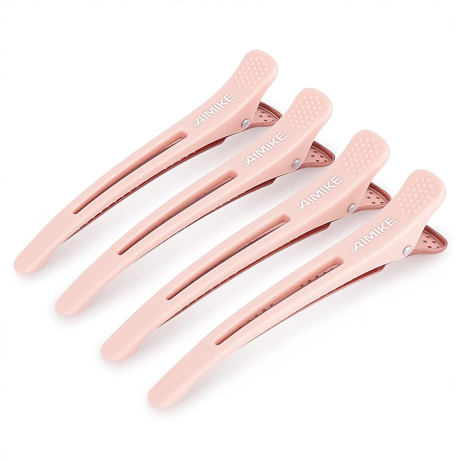 AIMIKE Hair Sectioning Clips with Silicone Band - 6pcs No Crease Duck Billed Clips for Styling, Cutting, and Rollers in Morandi Color
