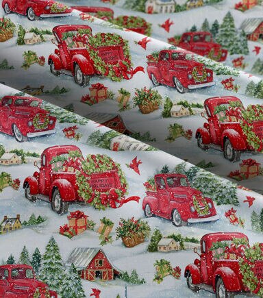 Springs Creative Wreath Barn Christmas Cotton Fabric