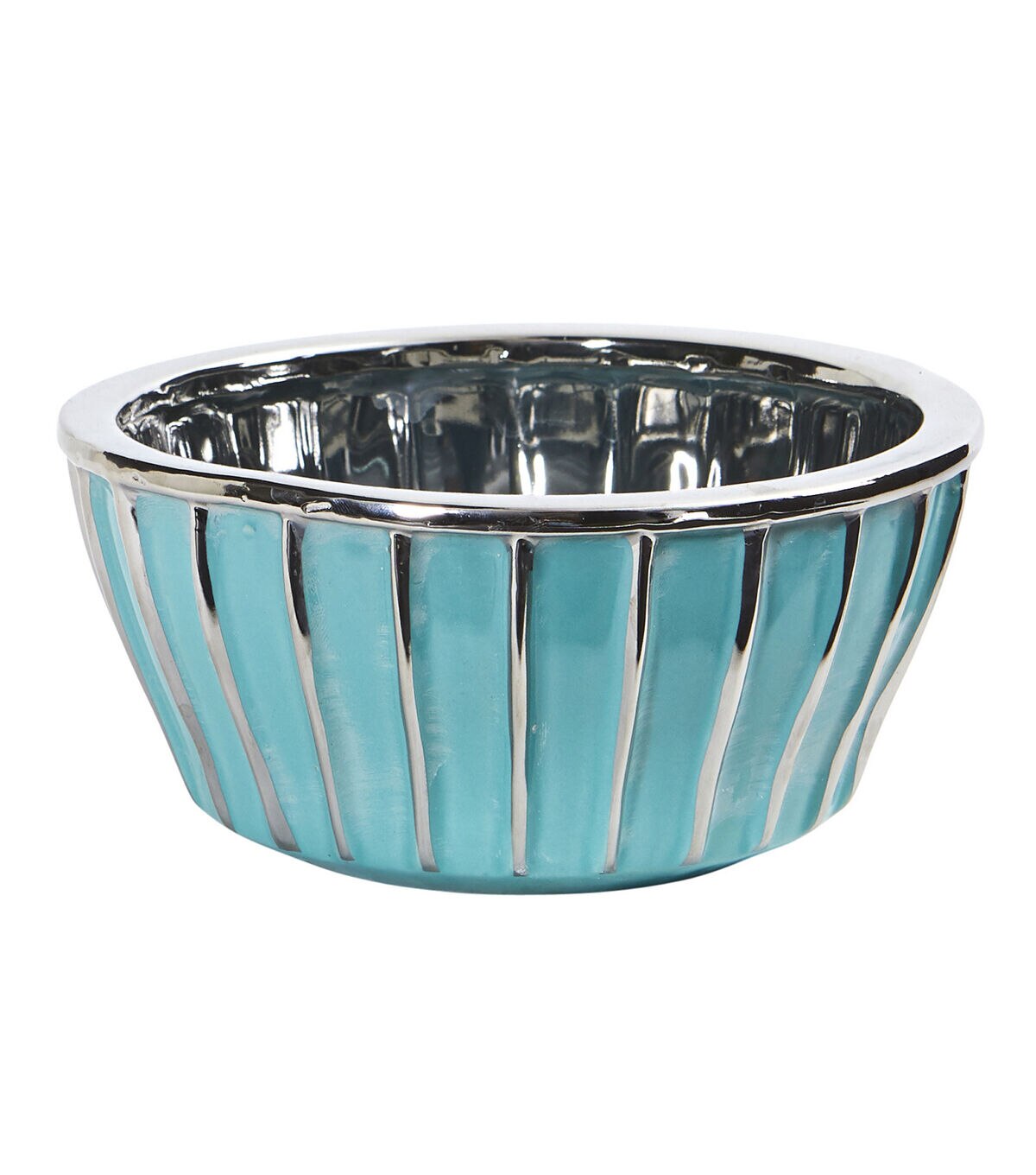 Nearly Natural 7 Teal Vase With Silver Burnishing