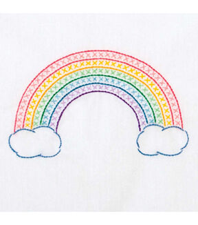 Jack Dempsey Needle Art 9 Rainbow Stamped White Quilt Blocks 12pk