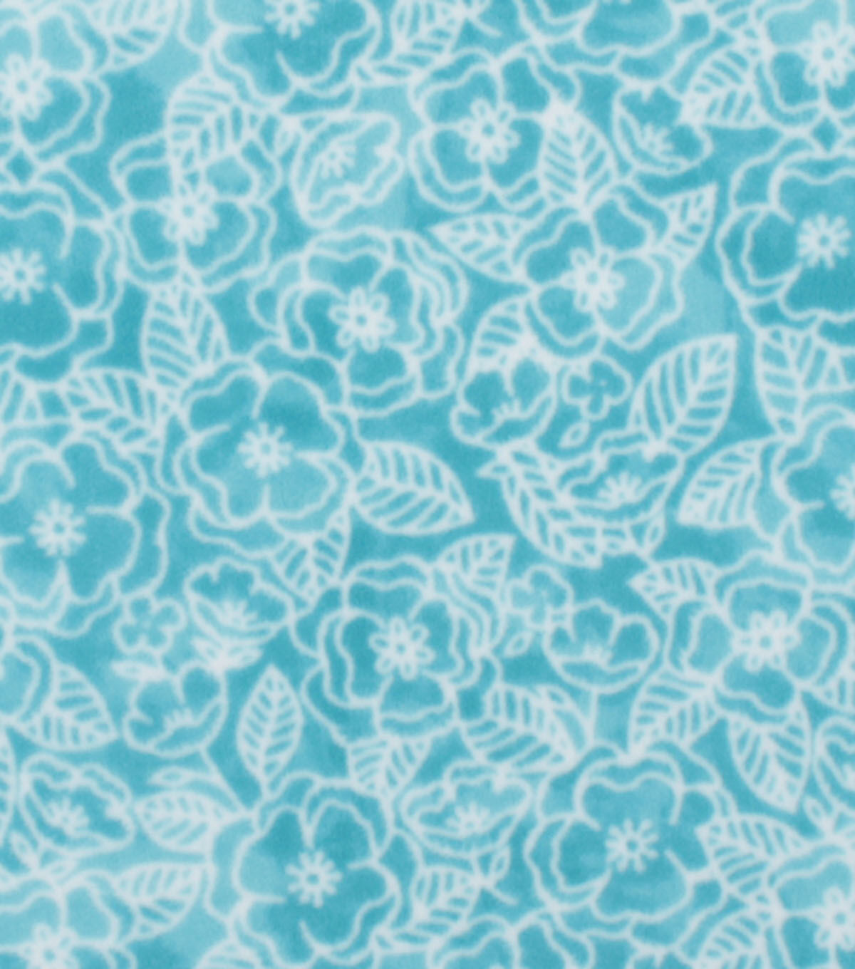 Sketched Floral on Blue Anti Pill Plush Fleece Fabric