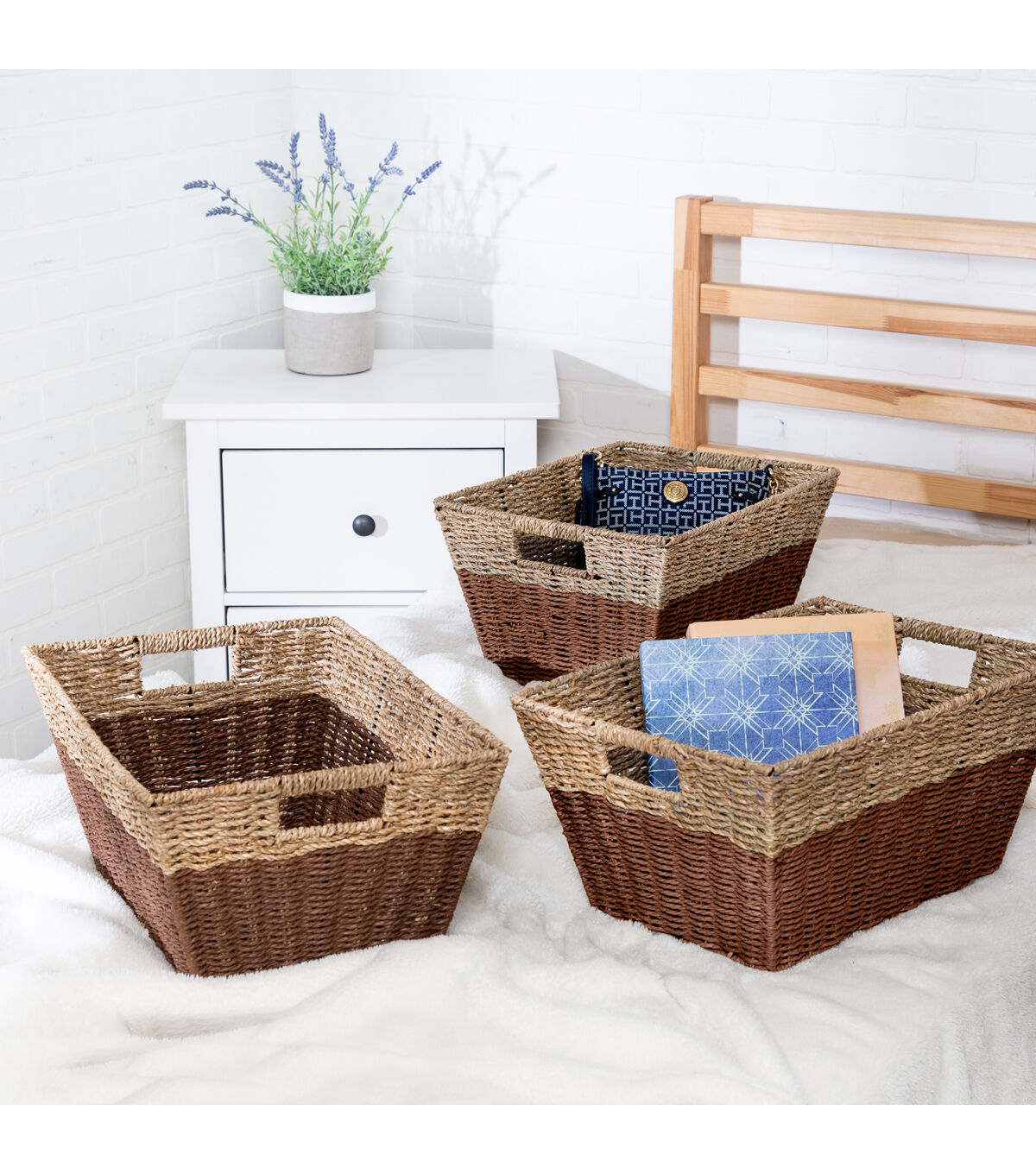 Honey Can Do 12 x 17 Seagrass Rectangle Nesting Baskets 3ct