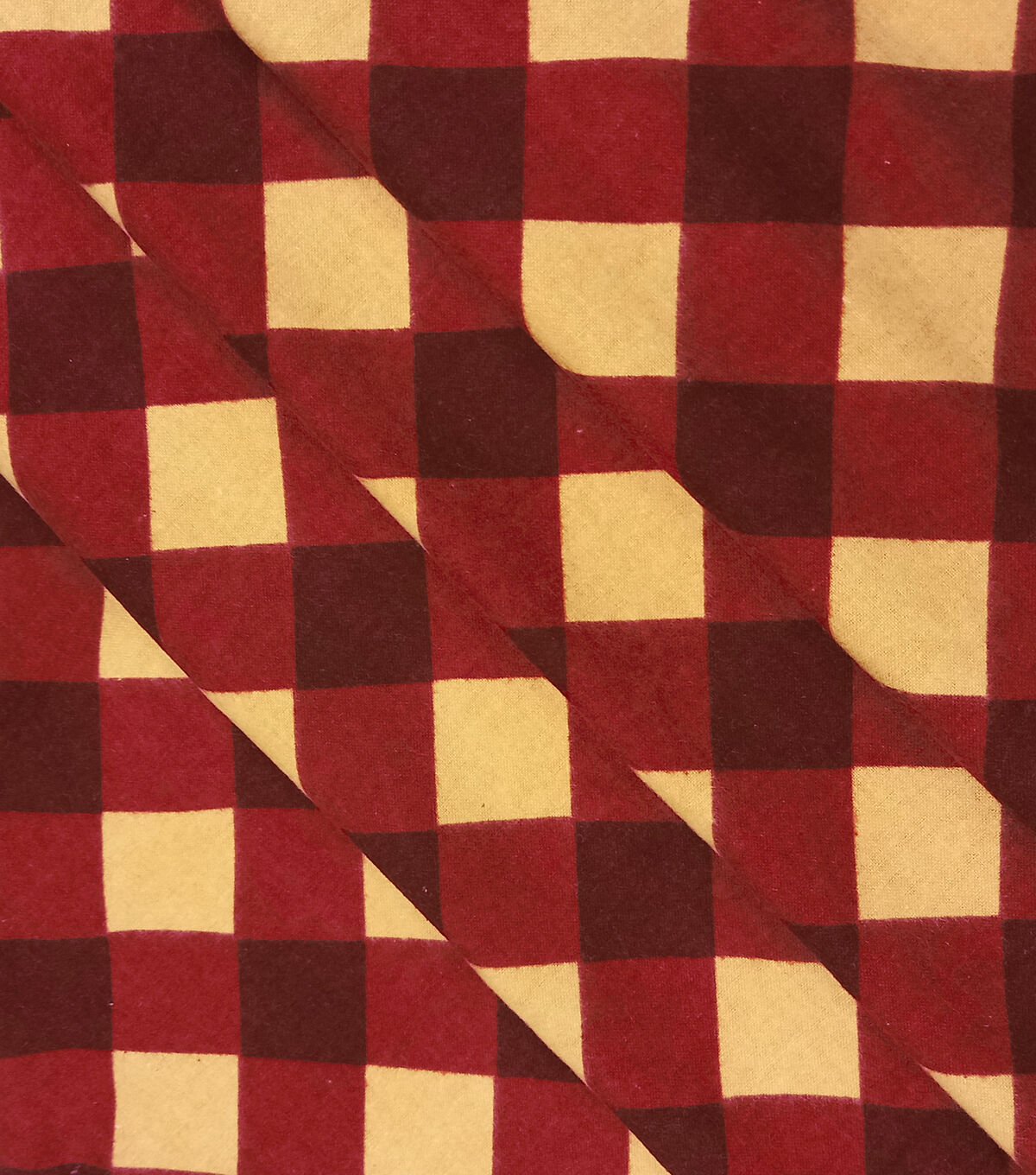Gold Red Bias Check Super Snuggle Flannel Fabric