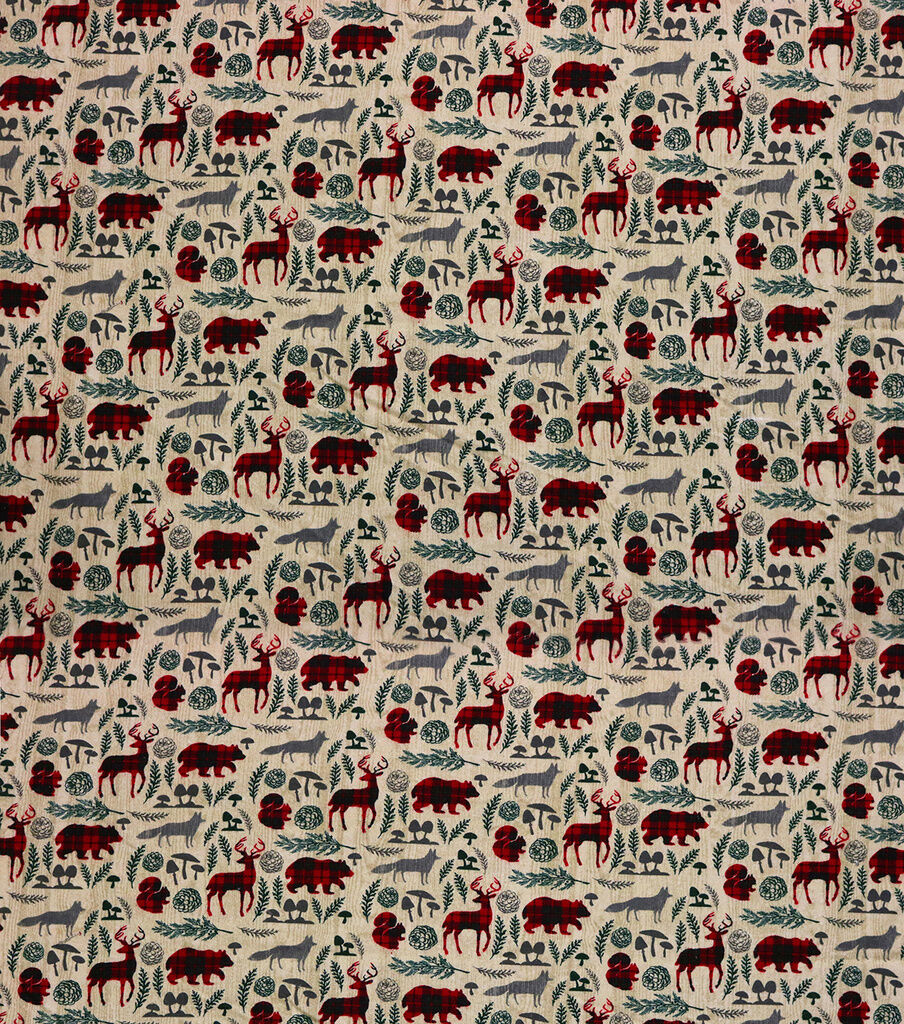 Pattern Trap Woodland Animals Super Snuggle Christmas Flannel Fabric