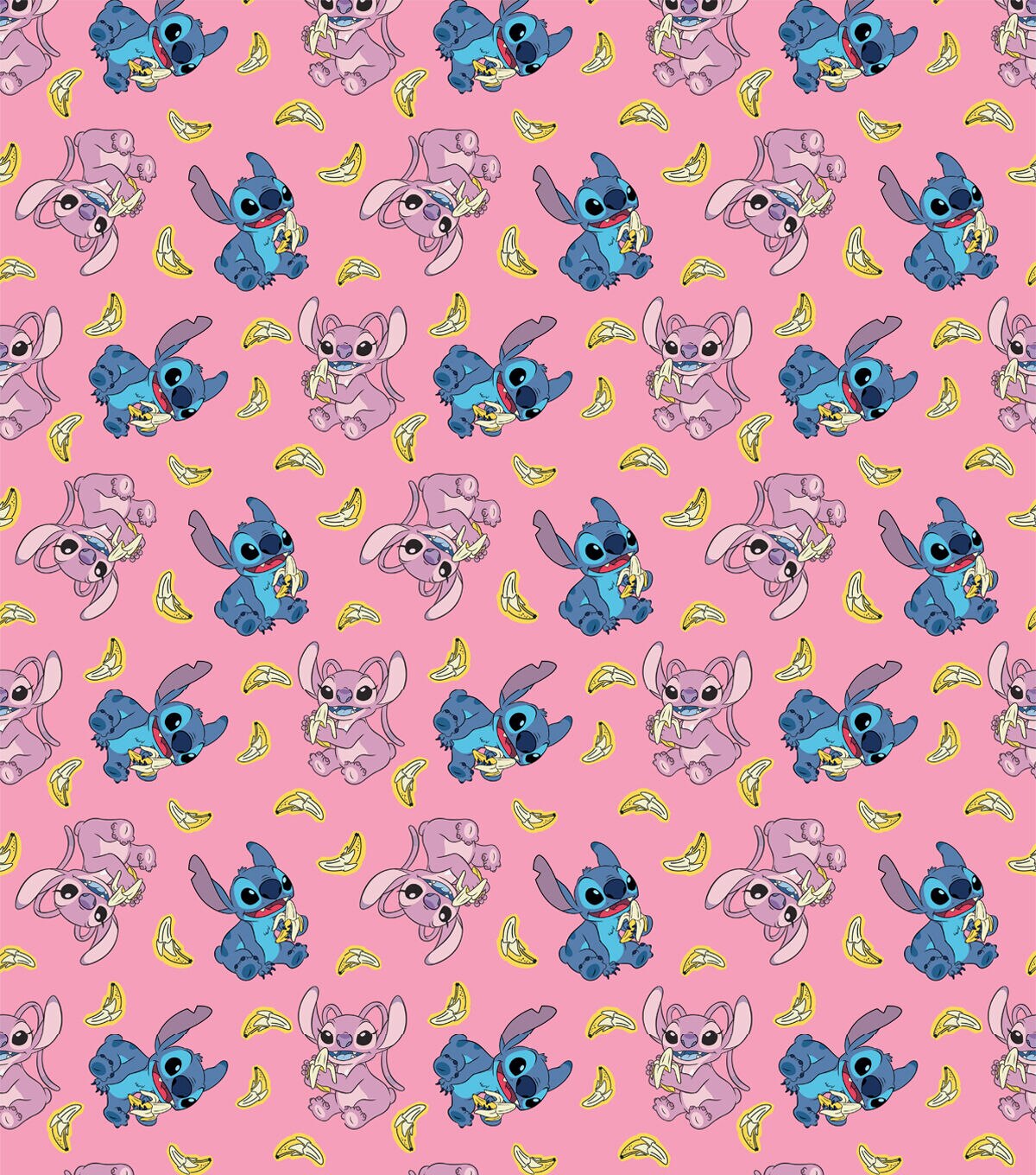 Stitch And Angel Banana Disney Cotton Fabric
