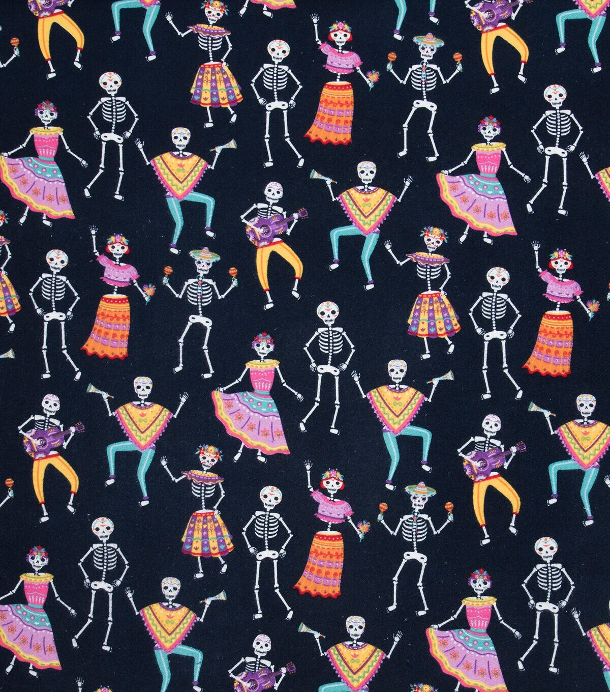 Super Snuggle Day Of The Dead Skeletons Flannel Fabric