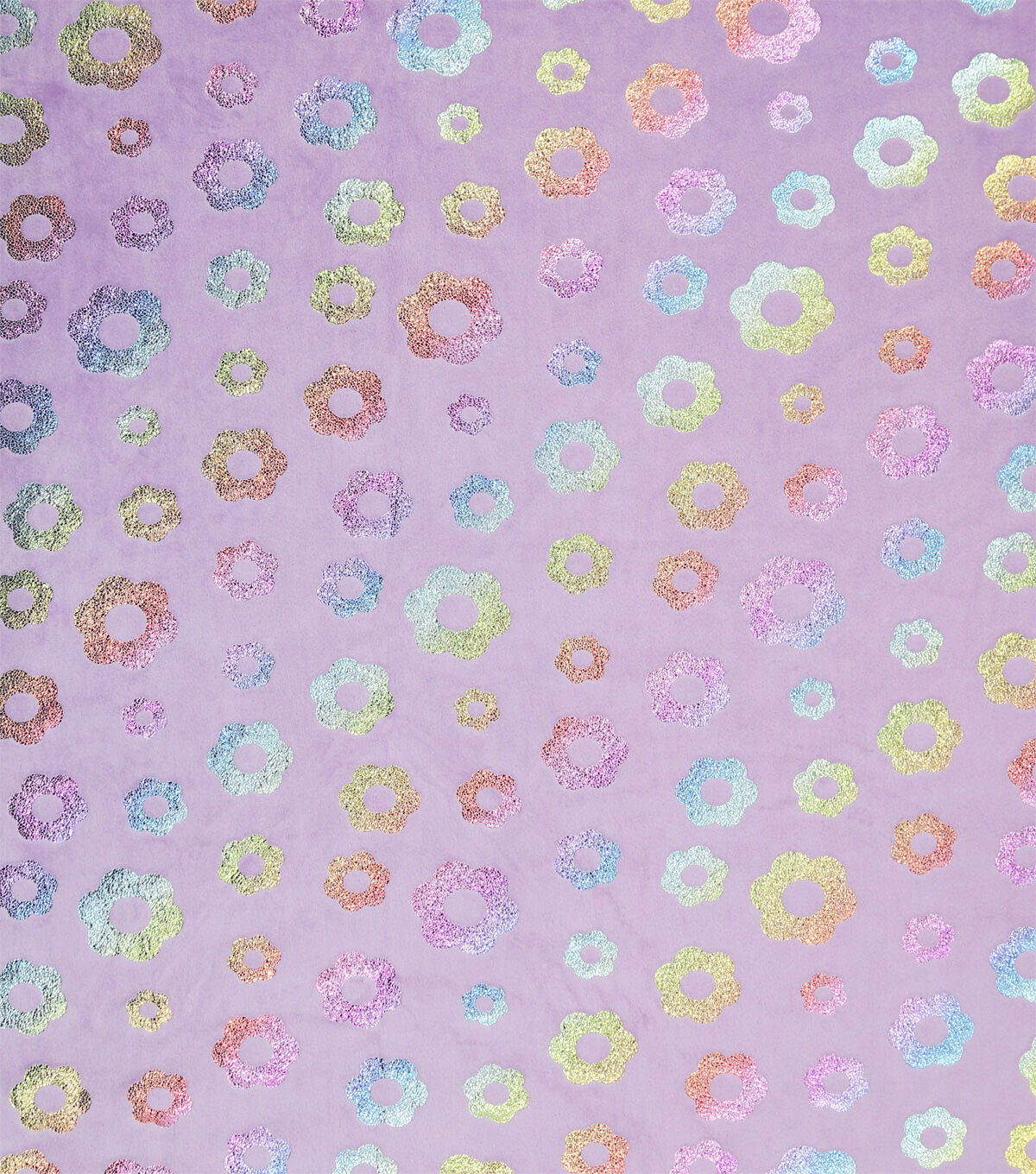 Foil Flowers on Purple Pure Plush Fleece Fabric