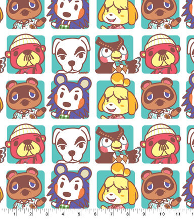 Animal Crossing Friends Boxes Cotton Fabric