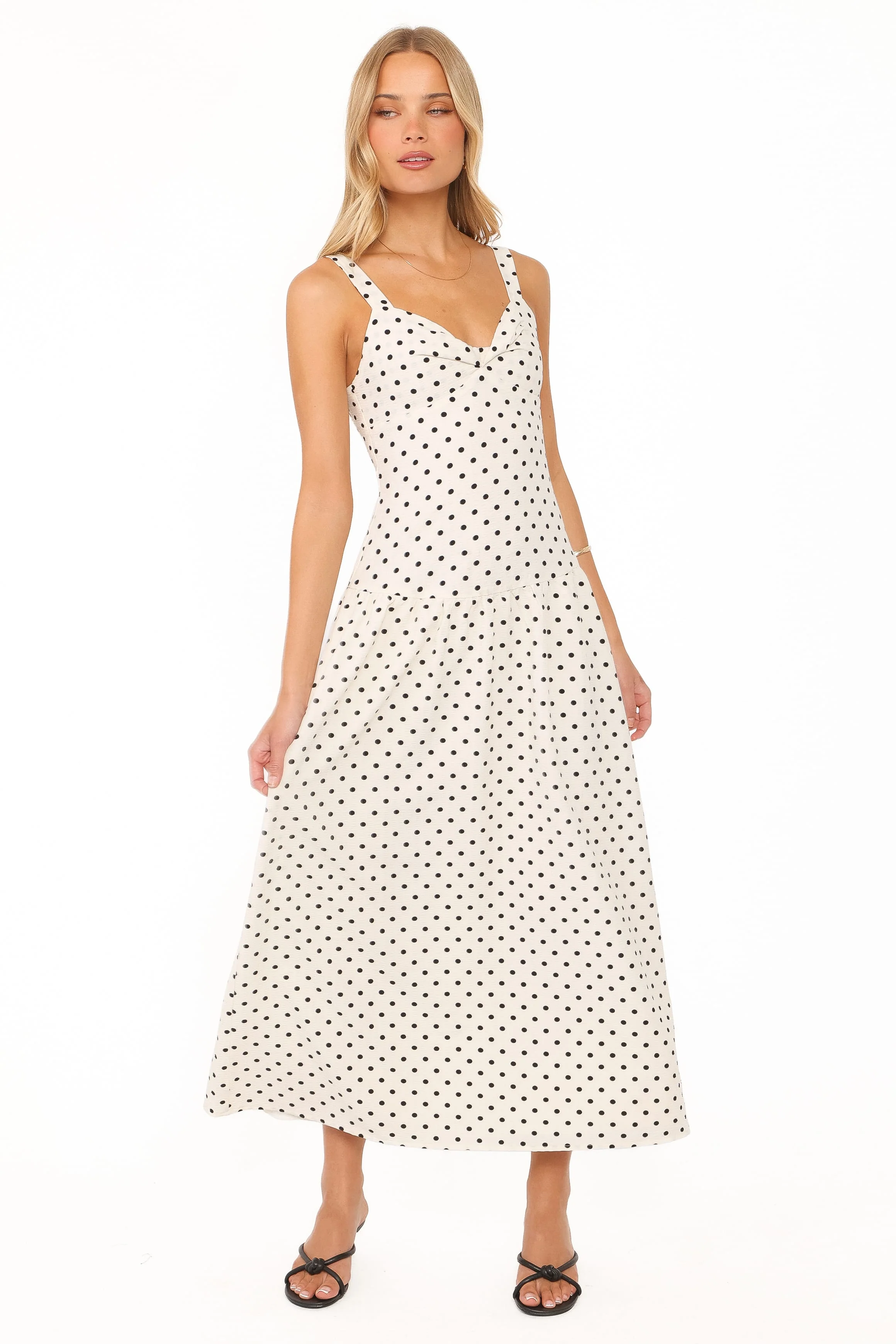 Sophina Midi Dress - Black Polka Dot