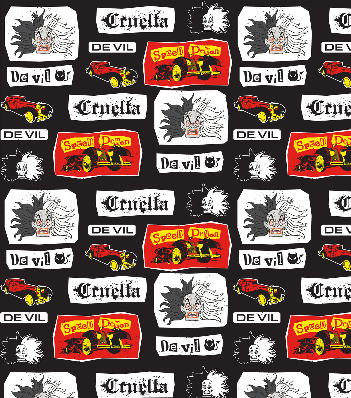 Disney Villains Cruella Speed Cotton Fabric