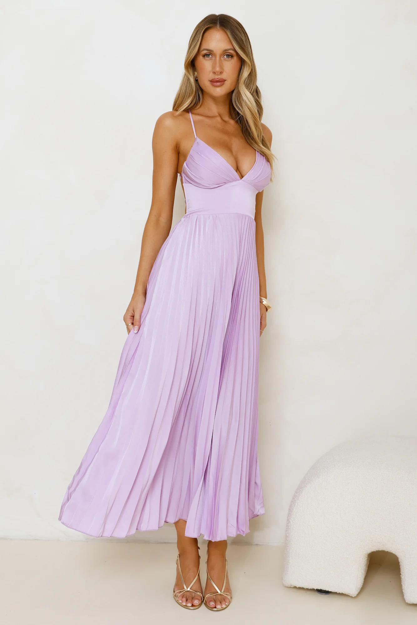 Exclusive Invite Satin Maxi Dress Lilac