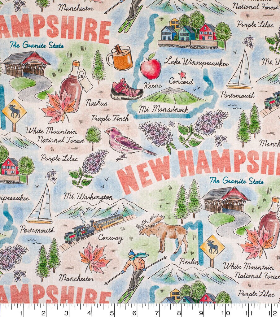 New Hampshire Cotton Fabric State Pride