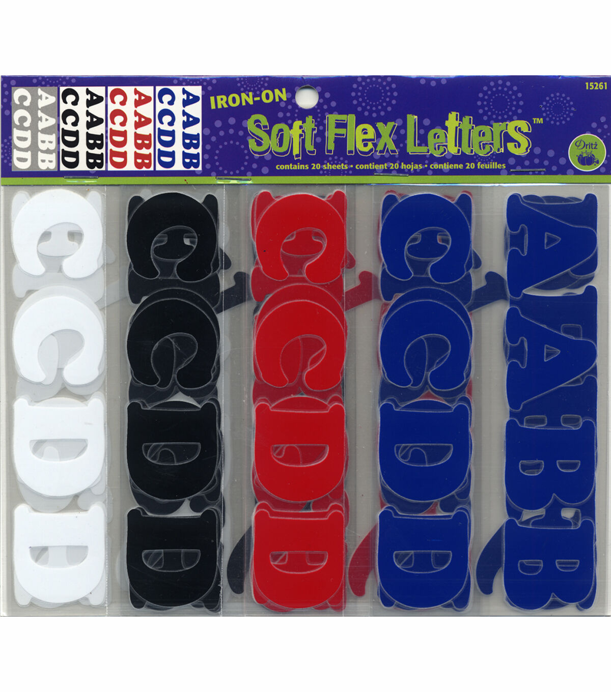 Dritz 1 Assorted Colors Soft Flex Iron On Letters