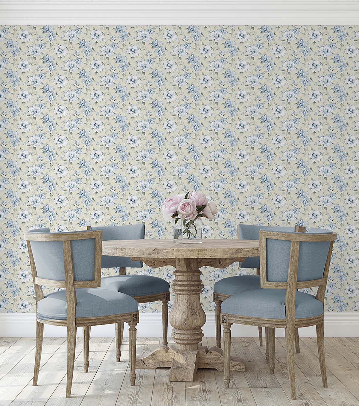 Surface Style 20.5' x 18' Bluebell Whispery Floral Peel & Stick Wallpaper