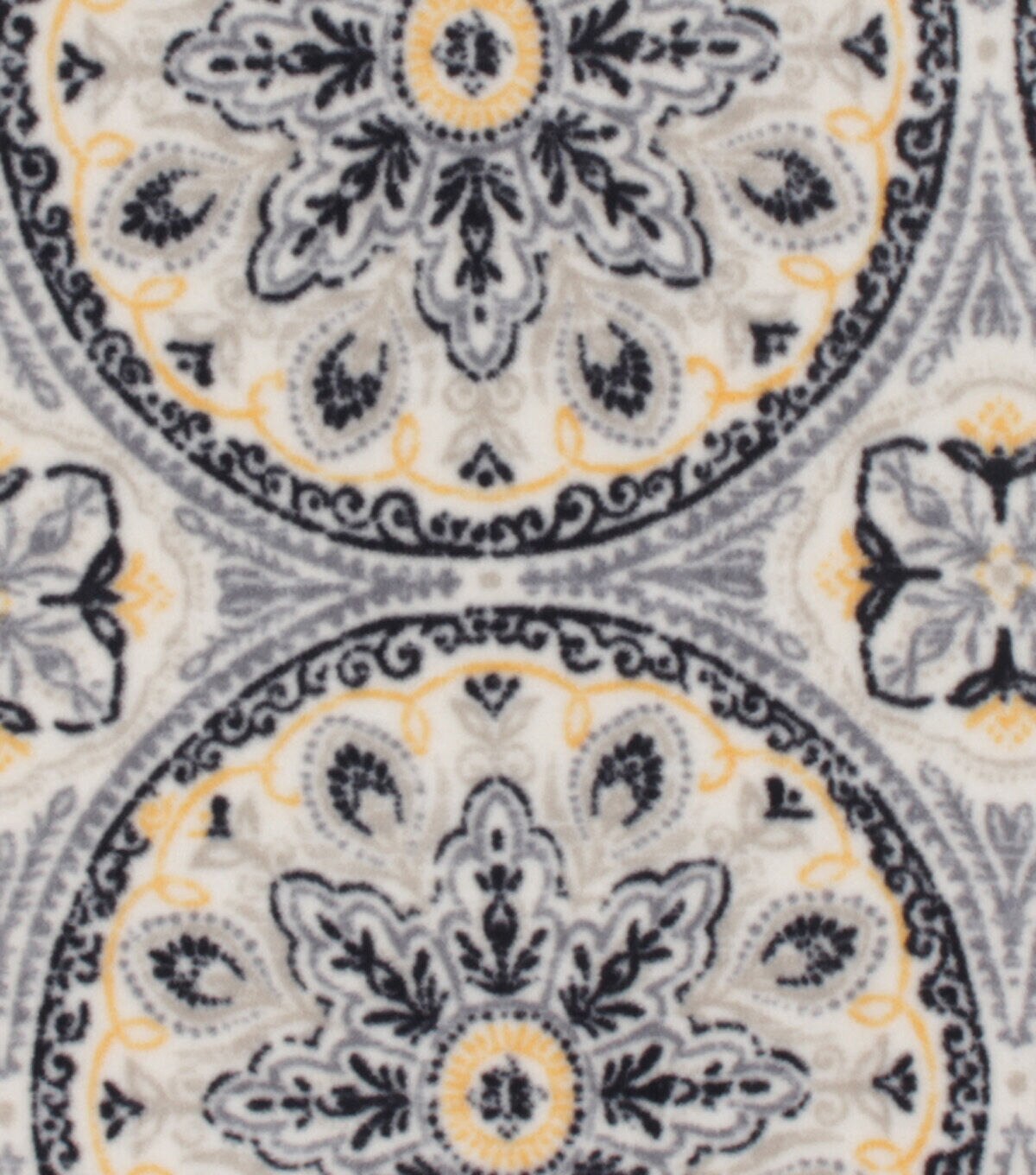 Gray & Yellow Medallions Anti Pill Fleece Fabric