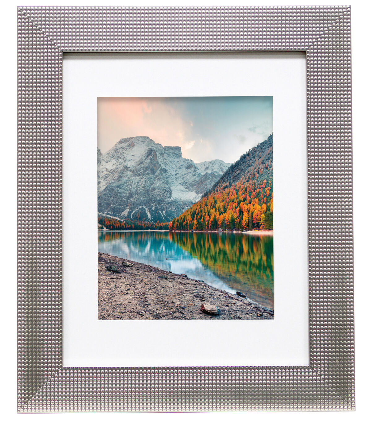 BP 11x14 Matted to 8x10 Silver Texture Bump Frame